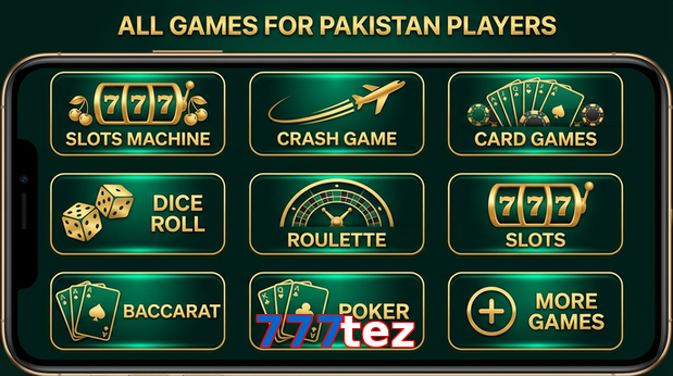 Main screen of 777Tez games page for PK players